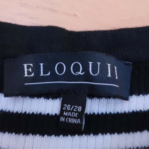 Eloquii Black & White Stripe Ribbed Knit Midi Tank Dress - Stretchy 🥰 - Picture 5 of 5